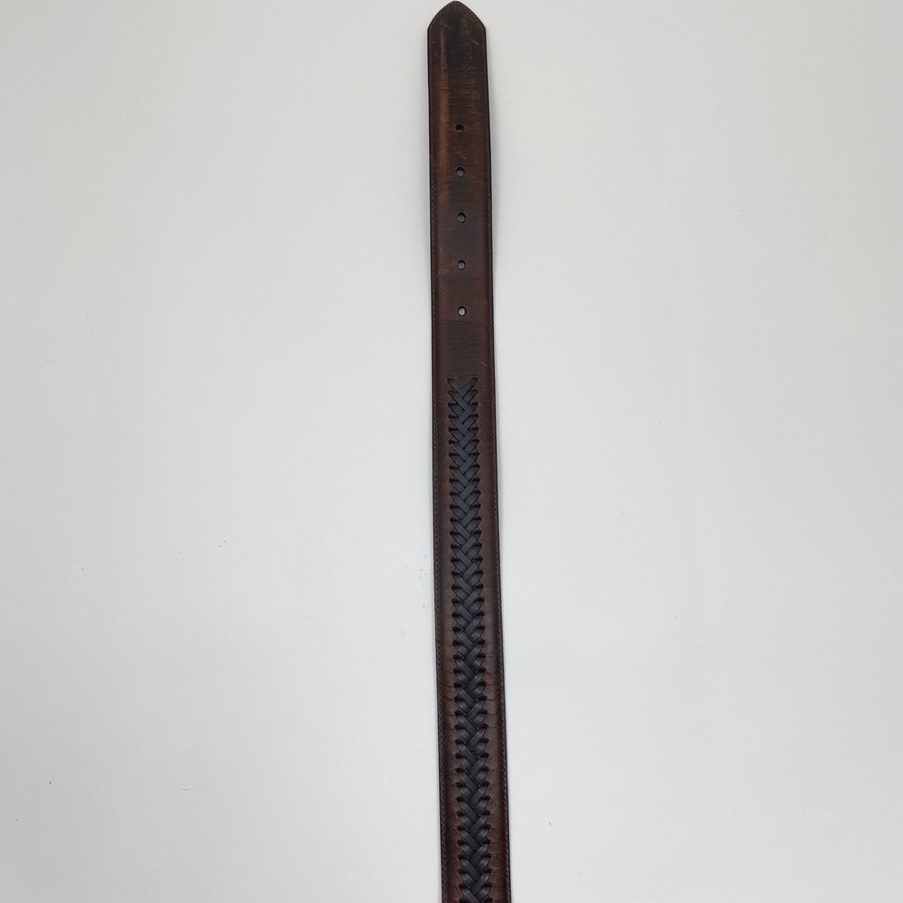 Columbia Woven Inlay Stitched Leather Casual Belt Mens 44 Brown - Picture 9 of 9
